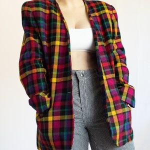 Vintage Rainbow Plaid Blazer
